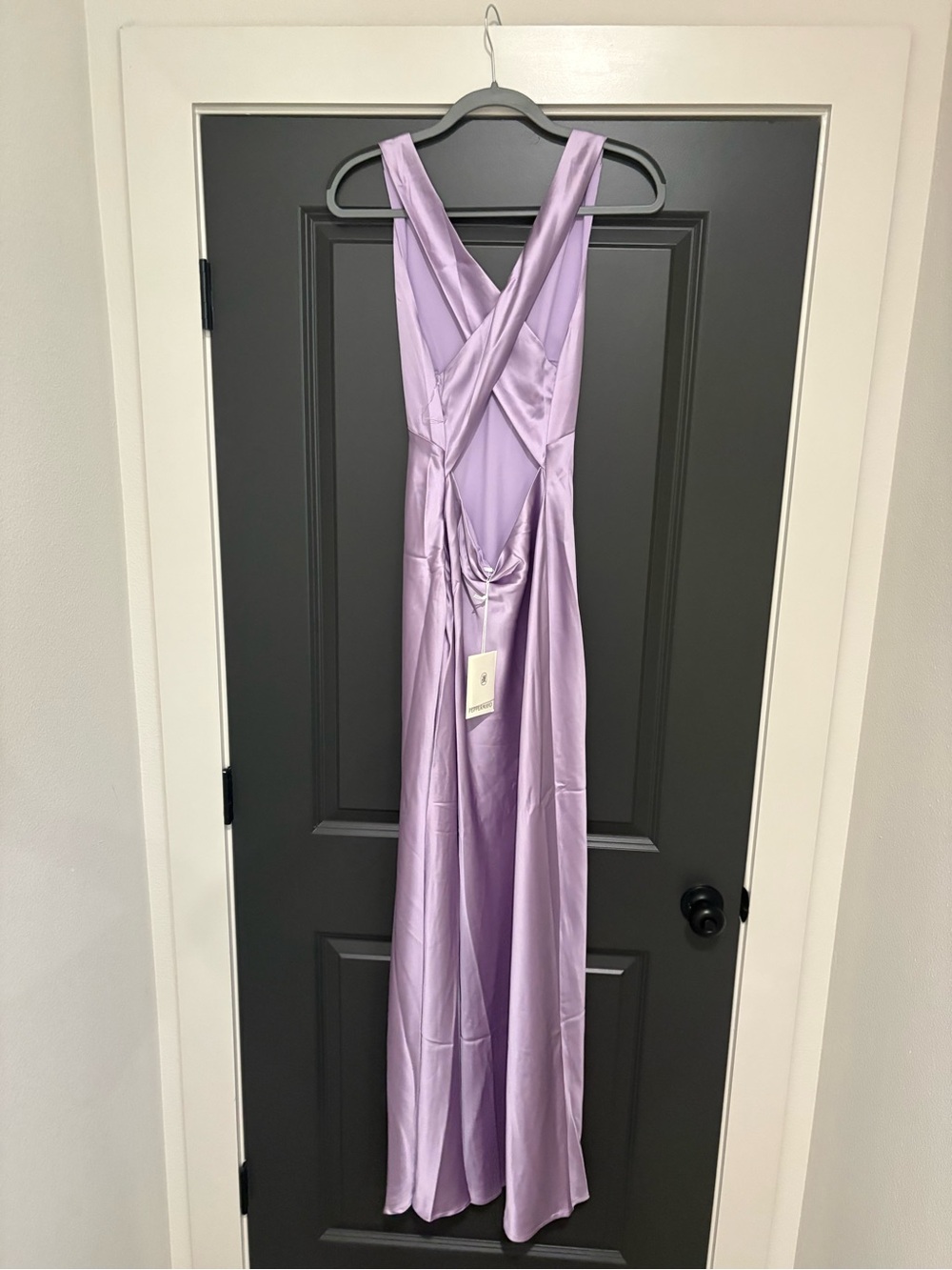 Peppermayo Lavender Satin V‑Neck Maxi Dress - Picture 4 of 7